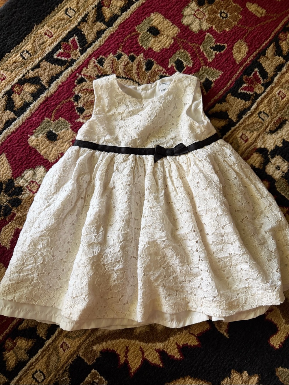 10/20 Carter’s Baby Girls Dress with Black Waist Ribbon